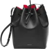 Mansur Gavriel Mini Vegetable-tanned Leather Bucket Bag In Black/flamma