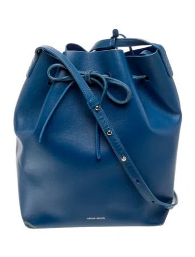 Pre-owned Mansur Gavriel Leather Bucket Bag In Blue