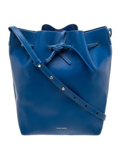 Pre-owned Mansur Gavriel Leather Bucket Bag In Blue