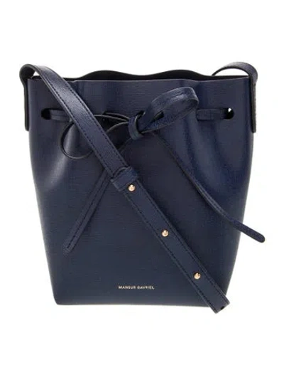 Pre-owned Mansur Gavriel Leather Bucket Bag In Blue