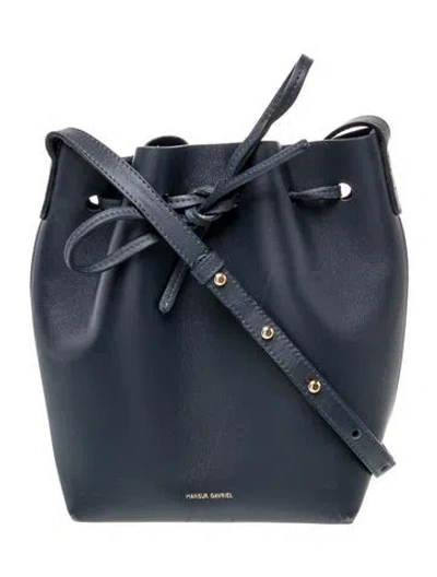 Pre-owned Mansur Gavriel Leather Bucket Bag In Blue