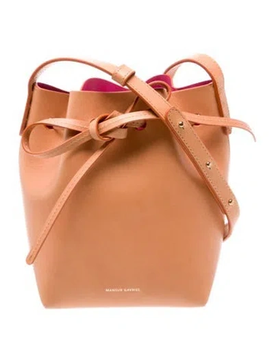 Pre-owned Mansur Gavriel Leather Bucket Bag In Brown