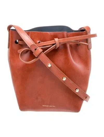 Pre-owned Mansur Gavriel Leather Bucket Bag In Brown