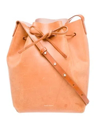 Pre-owned Mansur Gavriel Leather Bucket Bag In Brown