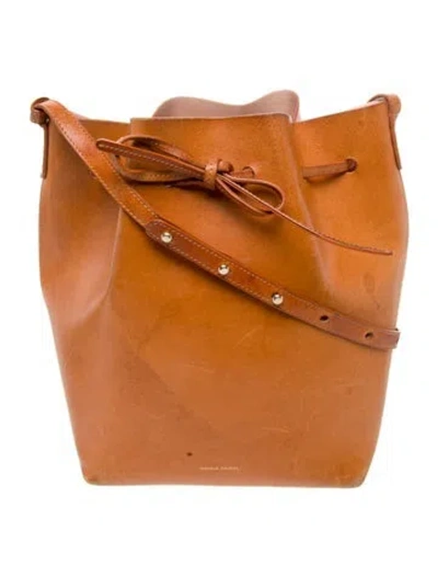 Pre-owned Mansur Gavriel Leather Bucket Bag In Brown