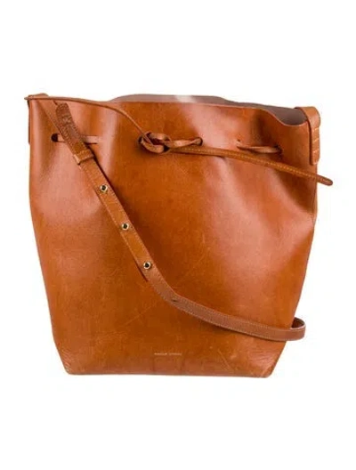 Pre-owned Mansur Gavriel Leather Bucket Bag In Brown