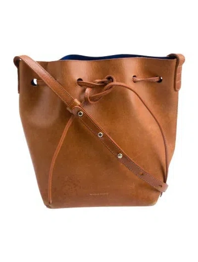 Pre-owned Mansur Gavriel Leather Bucket Bag In Brown