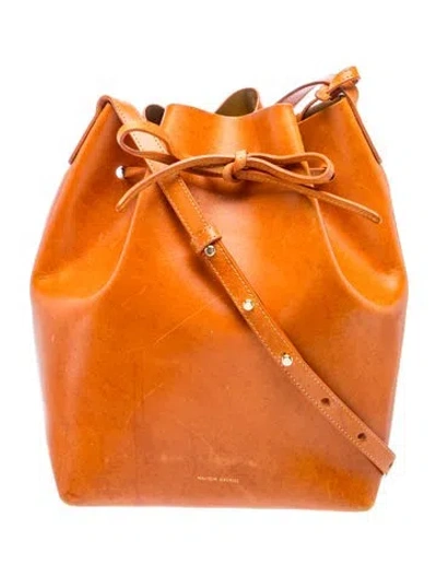 Pre-owned Mansur Gavriel Leather Bucket Bag In Brown