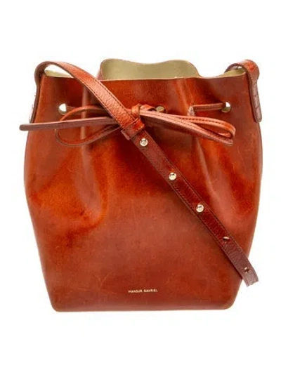 Pre-owned Mansur Gavriel Leather Bucket Bag In Brown