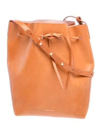 Pre-owned Mansur Gavriel Leather Bucket Bag In Brown