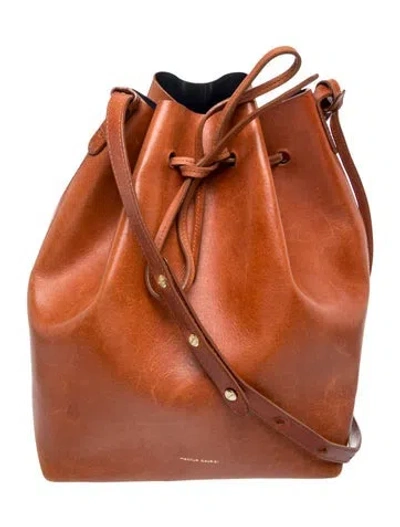 Pre-owned Mansur Gavriel Leather Bucket Bag In Brown