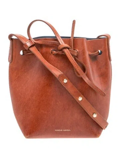 Pre-owned Mansur Gavriel Leather Bucket Bag In Brown