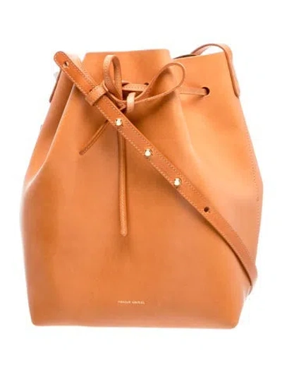 Pre-owned Mansur Gavriel Leather Bucket Bag In Brown