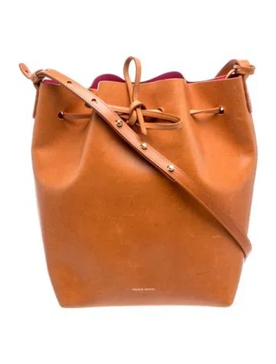 Pre-owned Mansur Gavriel Leather Bucket Bag In Brown