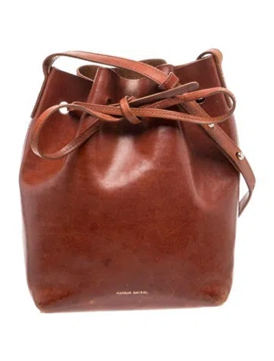 Pre-owned Mansur Gavriel Leather Bucket Bag In Brown