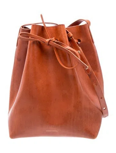Pre-owned Mansur Gavriel Leather Bucket Bag In Brown