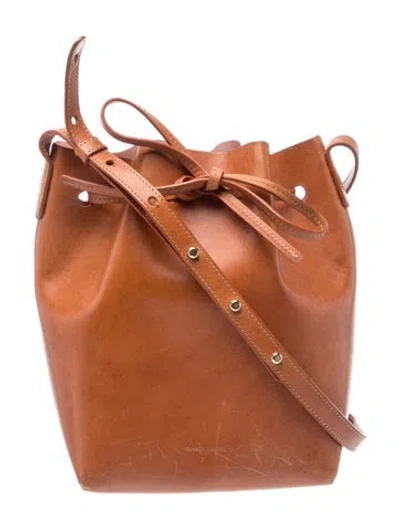 Pre-owned Mansur Gavriel Leather Bucket Bag In Brown