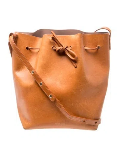 Pre-owned Mansur Gavriel Leather Bucket Bag In Brown