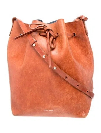 Pre-owned Mansur Gavriel Leather Bucket Bag In Brown