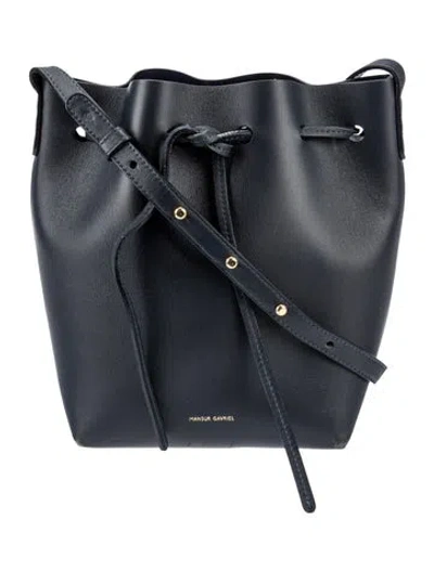 Pre-owned Mansur Gavriel Leather Bucket Bag In Gray