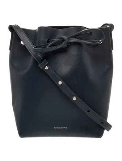 Pre-owned Mansur Gavriel Leather Bucket Bag In Gray