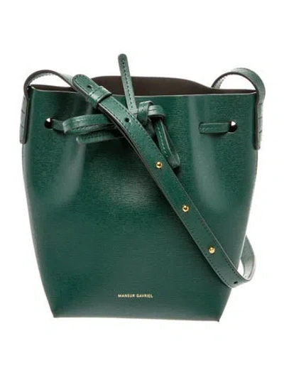 Pre-owned Mansur Gavriel Leather Bucket Bag In Green