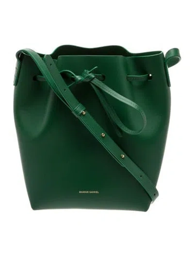 Pre-owned Mansur Gavriel Leather Bucket Bag In Green