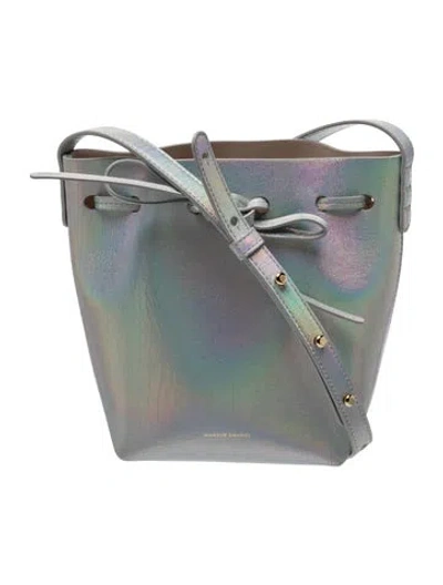 Pre-owned Mansur Gavriel Leather Bucket Bag In Grey