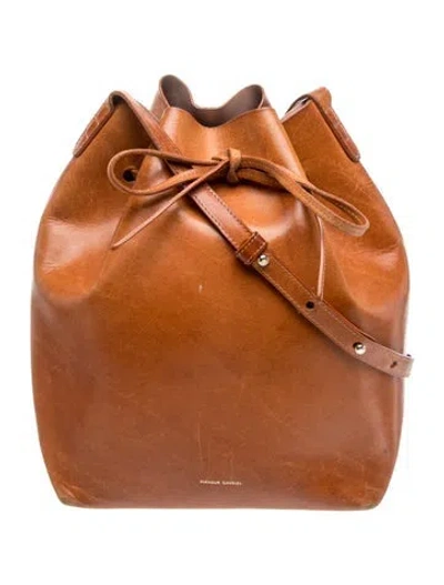 Pre-owned Mansur Gavriel Leather Bucket Bag In Neutral