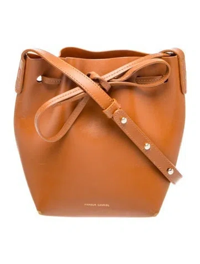 Pre-owned Mansur Gavriel Leather Bucket Bag In Neutral