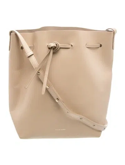 Pre-owned Mansur Gavriel Leather Bucket Bag In Neutral