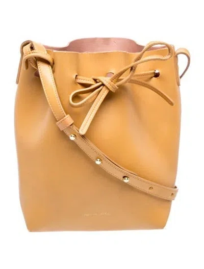 Pre-owned Mansur Gavriel Leather Bucket Bag In Neutrals