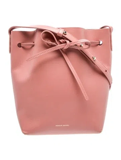 Pre-owned Mansur Gavriel Leather Bucket Bag In Pink