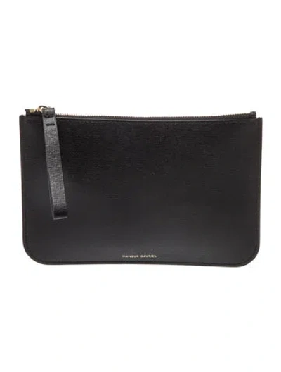 Pre-owned Mansur Gavriel Leather Bucket Bag Pouch In Black
