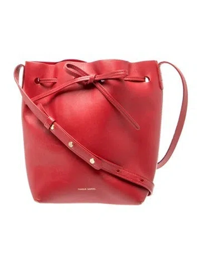 Pre-owned Mansur Gavriel Leather Bucket Bag In Red