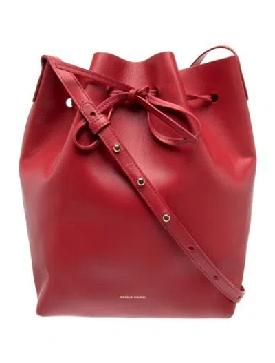 Pre-owned Mansur Gavriel Leather Bucket Bag In Red