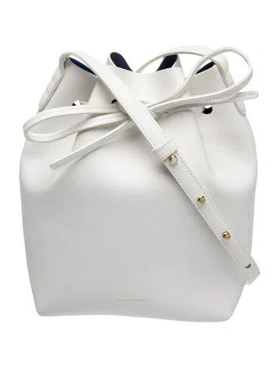 Pre-owned Mansur Gavriel Leather Bucket Bag In White