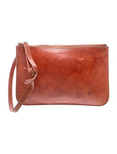 Pre-owned Mansur Gavriel Leather Clutch In Neutrals