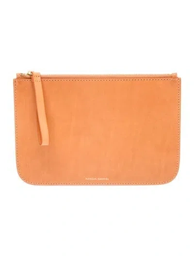 Pre-owned Mansur Gavriel Leather Clutch In Neutrals