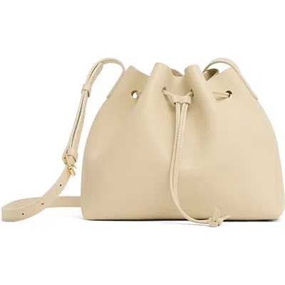 Mansur Gavriel Leather Drawstring Bucket Bag In Neutral
