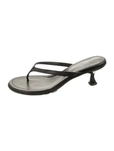 Pre-owned Mansur Gavriel Leather Flip Flops In Black