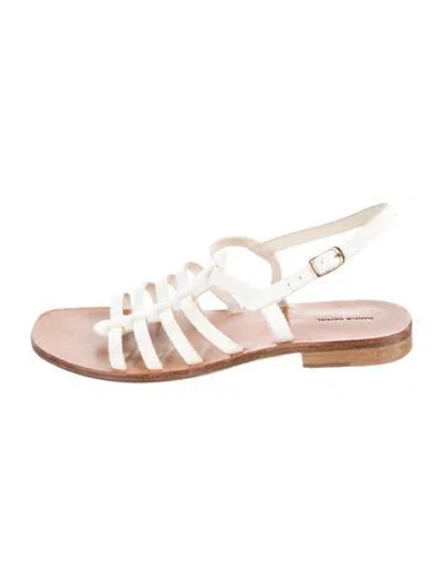 Pre-owned Mansur Gavriel Leather Gladiator Sandals In Neutral