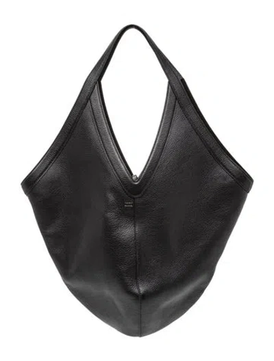 Pre-owned Mansur Gavriel Leather Hobo In Black
