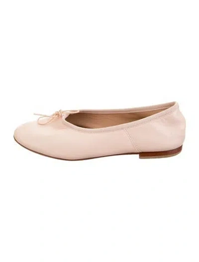 Pre-owned Mansur Gavriel Leather Lace Trim Embellishment Ballet Flats In Pink