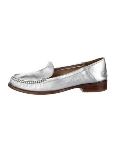 Pre-owned Mansur Gavriel Leather Loafers In Metallic/silver
