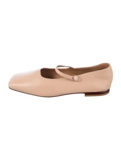 Pre-owned Mansur Gavriel Leather Mary Jane Flats In Neutral