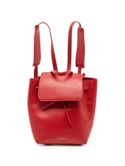 Pre-owned Mansur Gavriel Leather Mini Backpack In Red