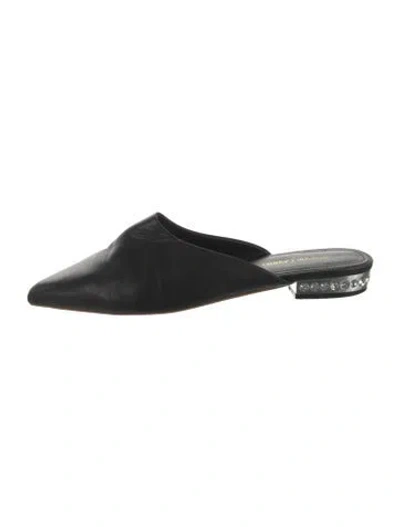 Pre-owned Mansur Gavriel Leather Mules In Black