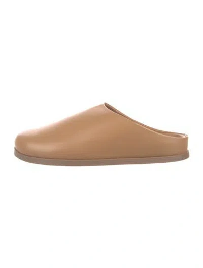 Pre-owned Mansur Gavriel Leather Mules In Neutral