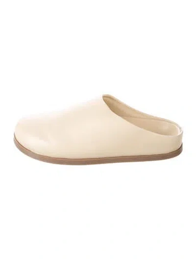 Pre-owned Mansur Gavriel Leather Mules In Neutrals